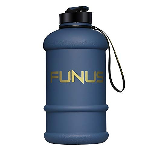 FUNUS Big Water Bottle 1.3L Odorless Water Jug BPA Free Leak Proof Reusable Big Capacity for Men Women Fitness Gym Outdoor Climbing (Navy Blue)