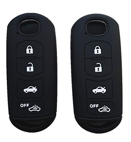 Silicone Smart Key Fob Covers Case Protector Keyless Remote Holder for Mazda CX-5 CX-7 CX-9 Mazda 3 6 MX-5 Miata Toyota Yaris Black