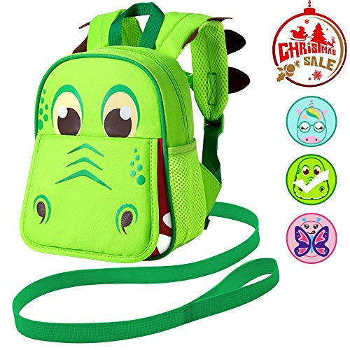 Backpack Leash, 9.5" Toddler Dinosaur Bag - Harness Safety with Removable Tether
