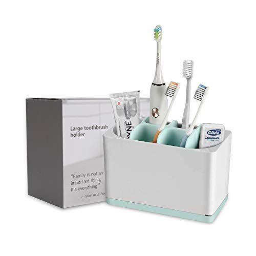 kitchenhoney Toothbrush Holder Multifunctional BathroomToothpaste Caddy Toothbrush Organizer Stand for Electric Toothbrush, Toothpaste, Comb, Razor (Large)