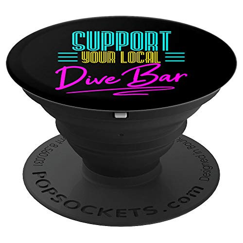 Bartender Support You Local Dive Bar Drinking Retro 80s Gift PopSockets Grip and Stand for Phones and Tablets