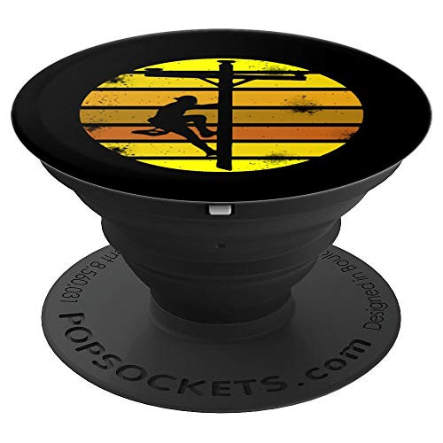 Lineman Retro Line Worker Badass Utility Pole PopSockets Grip and Stand for Phones and Tablets