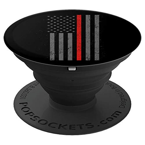 Thin Red Line Firefighter Support American Flag PopSockets Grip and Stand for Phones and Tablets