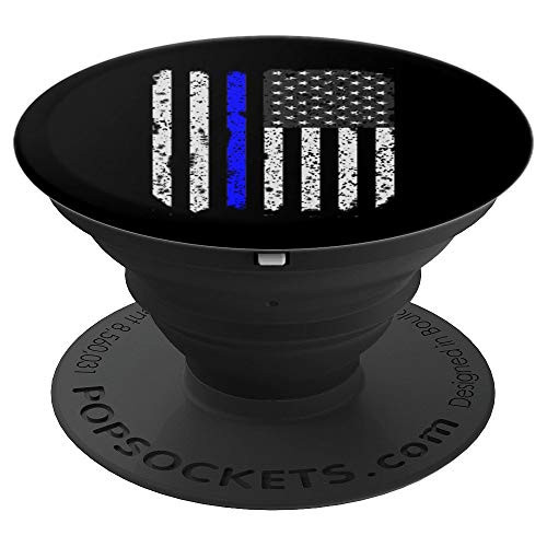 Distressed American Flag Thin Blue Line Shirt, Police PopSockets Grip and Stand for Phones and Tablets