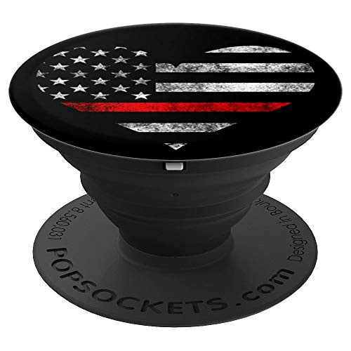 FireFighter Wife Heart Flag The Thin Red Line Family PopSockets Grip and Stand for Phones and Tablets