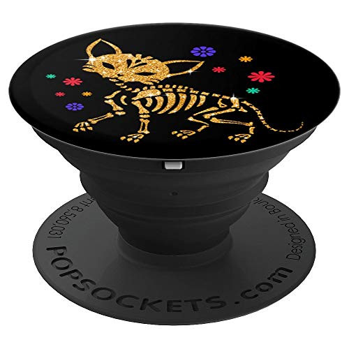 Day of The Dead Sugar Skull Cat Skeleton Cats Skulls Gifts PopSockets Grip and Stand for Phones and Tablets