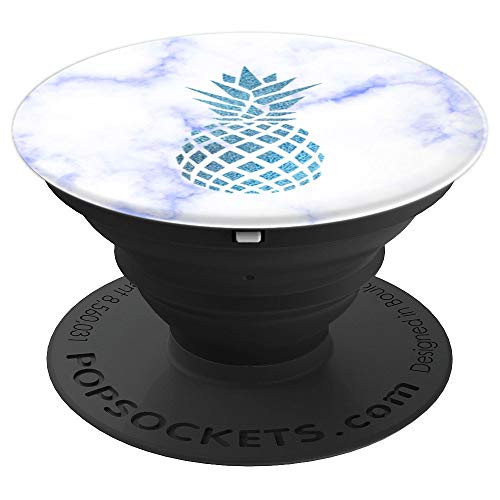 Blue Pineapple White PopSockets Grip and Stand for Phones and Tablets