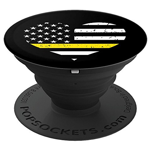 Police Dispatcher Thin Gold Line Flag Heart