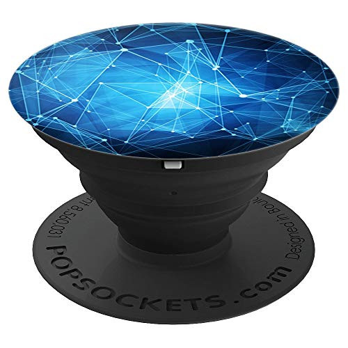 Blue Abstract Sectors Lines Pattern PopSockets Grip and Stand for Phones and Tablets