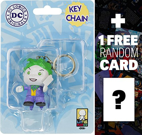 Joker: Little Mates x DC Universe Mini-Figure Keychain + 1 Free Official DC Trading Card Bundle