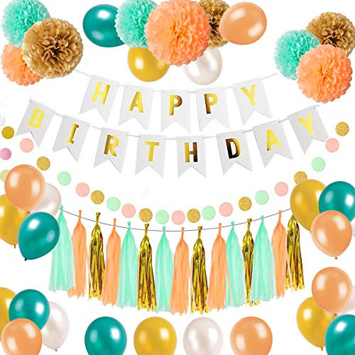 Birthday Decorations Mint Gold Happy Birthday Decoration Kit Tissue Pom Poms Happy Birthday Banners Tissue Tassels Latex Balloons Paper Garland For Birthday Party Supplies Birthday Decorations Mint Gold Happy Birthday Decoration Kit Tissue Pom Poms Happy Birthday Banners Tissue Tassels Latex Balloons Paper Garland For Birthday Party Supplies