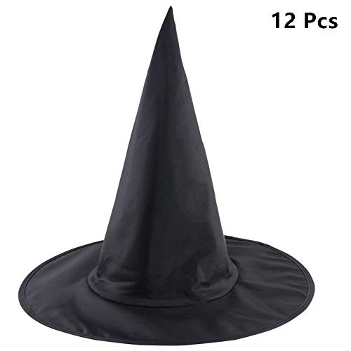 Halloween Witch Hats 12 Pcs Black Witch Costume Accessory Hat for Halloween Party, Kids Wizard Hats