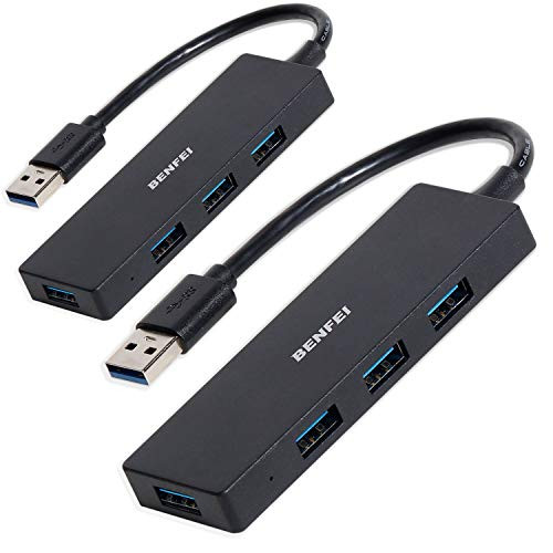 4-Port USB 3.0 Hub, Benfei 2 Pack Ultra-Slim USB 3.0 Hub Compatible for MacBook, Mac Pro, Mac Mini, iMac, Surface Pro, XPS, PC, Flash Drive, Mobile HDD