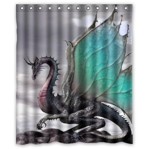 KXMDXA Ancient Dragon Pattern Waterproof Polyester Bath Shower Curtain Size 60x72 Inch