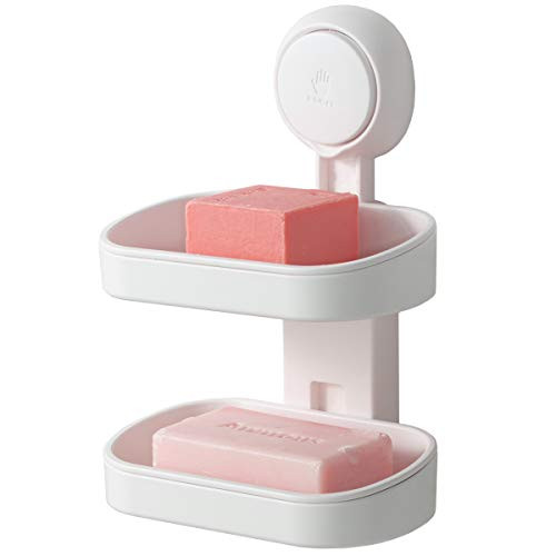 TAILI Double Layer Soap Dish Suction Cup Soap Holder, Strong Sponge Holder for Shower, Bathroom, Tub and Kitchen Sink, Drill-Free, Removable TAILI Double Layer Soap Dish Suction Cup Soap Holder, Strong Sponge Holder for Shower, Bathroom, Tub and Kitchen Sink, Drill-Free, Removable