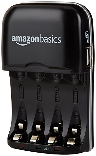 AmazonBasics Ni-MH AA & AAA Battery Charger With USB Port for Rechargeable Batteries
