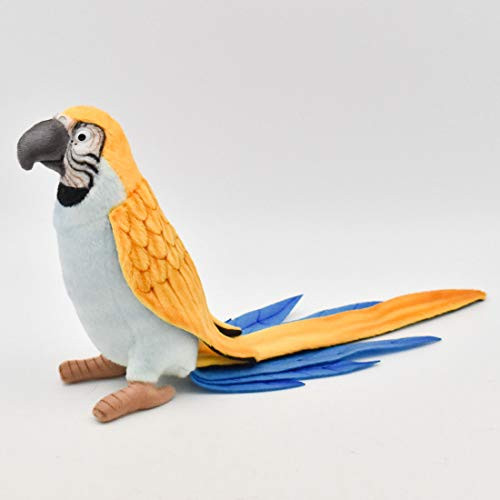 HANSA Parrot Plush Animal Toy, 7", Blue and Yellow
