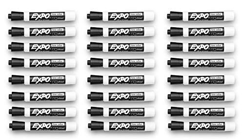 EXPO Low-Odor Dry Erase Markers, Chisel Tip, Black, 24-Count (24)