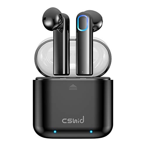 Wireless Earbuds, Cshidworld Bluetooth 5.0 Earbuds Headphones, True Wireless Stereo Earphones with 30Hrs Playback, Hi-Fi Sound Bluetooth Headset with Charging Case One-Step Pairing Noise (Black-New)