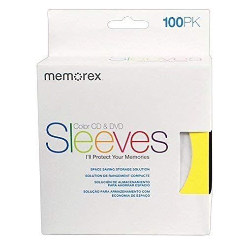 Memorex 500 Assorted Color Paper CD Sleeves with Window & Flap