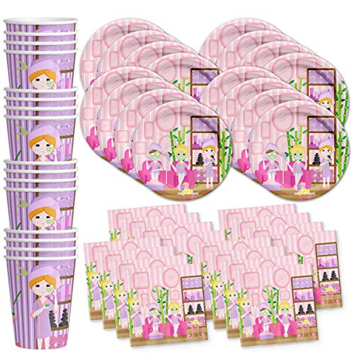 Spa Salon Birthday Party Supplies Set Plates Napkins Cups Tableware Kit for 16 by Birthday Galore Spa Salon Birthday Party Supplies Set Plates Napkins Cups Tableware Kit for 16 by Birthday Galore