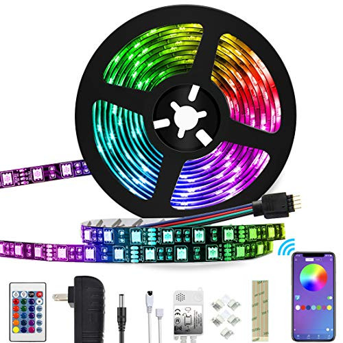LED Strip Lights Color Changing LED Strip Lights 16.4ft SMD 5050 RGB Light Strips with Bluetooth Controller Sync to Music Apply for TV Bedroom Bar Party and Home Decoration (16.4FT) LED Strip Lights Color Changing LED Strip Lights 16.4ft SMD 5050 RGB Light Strips with Bluetooth Controller Sync to Music Apply for TV Bedroom Bar Party and Home Decoration (16.4FT)