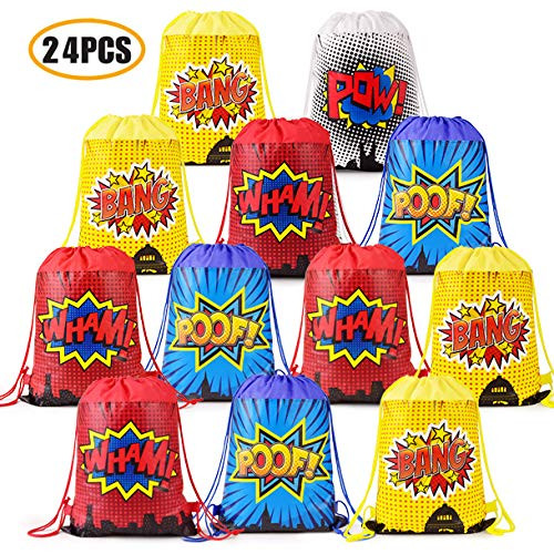 Superhero Party Bags Favors, Superhero Party Gift Goody Bags Drawstring Bags For Superhero Theme Kids Birthday Party Supplies Decorations Set of 24(4 Colors) Superhero Party Bags Favors, Superhero Party Gift Goody Bags Drawstring Bags For Superhero Theme Kids Birthday Party Supplies Decorations Set of 24(4 Colors)