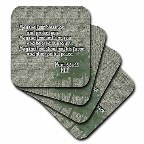 3dRose cst_22340_2 Aaron's Blessing Numbers 6 24 26 Bible Verse Soft Coasters, Set of 8