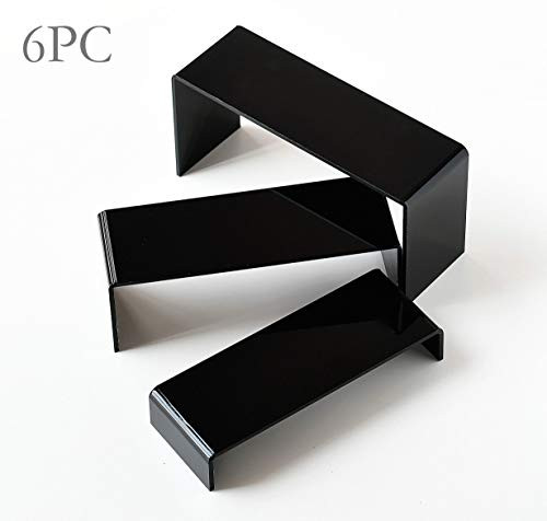 IHOMECOOKER 6 Pc Black Acrylic Display Risers Showcase for Shoe Risers Retail Stand Cupcake Stand Dessert Stand