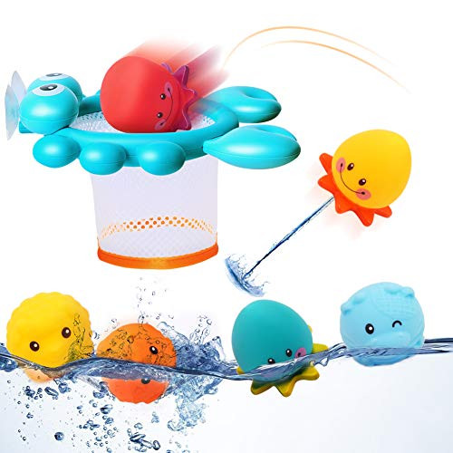 Gizmovine Baby Bath Toys for Toddlers, Ocea Animals Bath Squirt Toys, Bathtub Toys for Toddlers with 2 Strong Suction Cup, Water Toys for Bathtub Bath Toy