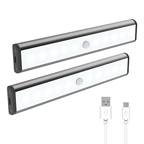 Under Cabinet Lighting, Motion Sensor Closet Light USB Rechargeable 10 LED Night Lights, Stick-on Anywhere Portable Light Bar for Closet Cabinet Counter Wardrobe Stairs Kicthen Under Cabinet Lighting, Motion Sensor Closet Light USB Rechargeable 10 LED Night Lights, Stick-on Anywhere Portable Light Bar for Closet Cabinet Counter Wardrobe Stairs Kicthen