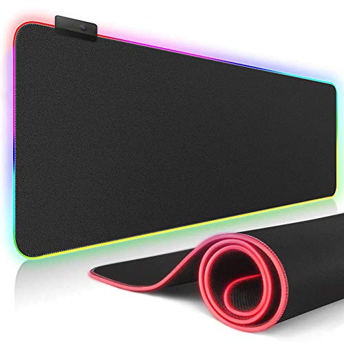 RGB Gaming Mouse Pad Large, LONUO Soft Glowing Led Extended Mousepad, Non-Slip Rubber Base USB Computer Keyboard Pad Mat, Waterproof 13.8X9.8in RGB Gaming Mouse Pad Large, LONUO Soft Glowing Led Extended Mousepad, Non-Slip Rubber Base USB Computer Keyboard Pad Mat, Waterproof 13.8X9.8in