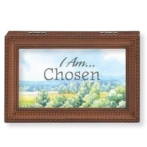 Roman Music Box I am Chosen Brown SM Box Affirmation Collection Plays How Great Thou Art