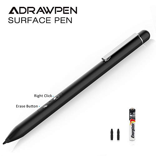 Adrawpen Stylus Pen with Palm Rejection 4096 Pressure, Support 1000 hrs Working Time for Surface Pro 7 Surface Laptop 3 Surface Go Studio2 Pro 6/5/4/3/Neo/Book (Black)
