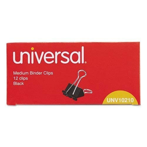 Universal Medium Binder Clips, Steel Wire, 5/8" Cap., 1-1/4" Wide-Black/Silver, 12 ct, 2 pk