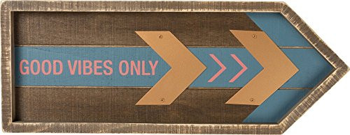Primitives by Kathy Inset Slat Box Sign Good Vibes Home and Office Decor