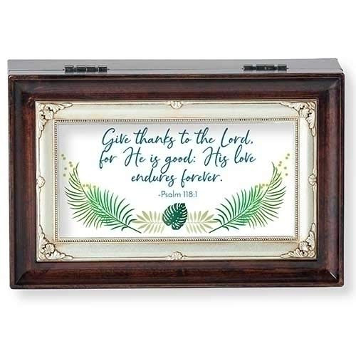 Roman Music Box Give Thanks Brown ISM Box General Inspiration - Plays Clair De Lune