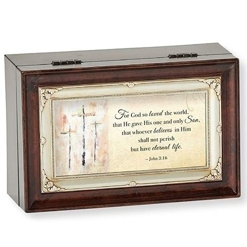 Roman Music Box for God so Love Brown ISM Box Inspirational Prayers Plays Clair De Lune