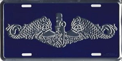 Navy Submarine Dolphin Silver License Plate