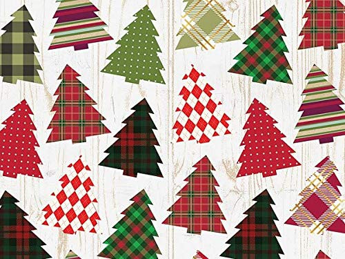 Christmas Wrapping Paper/Gift Wrap Roll (Plaid Holiday Trees), 30" x 25 FT ROLL
