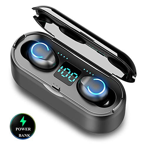 HONTECH Bluetooth 5.0 Earbuds Wireless Earphones, IPX7 Waterproof TWS Stereo Double in-Ear Built-in Mic Headphones with Touch-Control Operation Headset with 2000mAh Charging Case, Black HONTECH Bluetooth 5.0 Earbuds Wireless Earphones, IPX7 Waterproof TWS Stereo Double in-Ear Built-in Mic Headphones with Touch-Control Operation Headset with 2000mAh Charging Case, Black