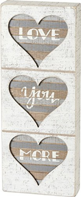Primitives by Kathy Love You More Hearts Slat Box Sign Home Decor