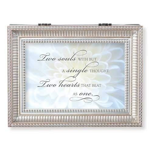 Roman Music Box Two Souls Silver LG Box Wedding Collection Plays Clair De Lune