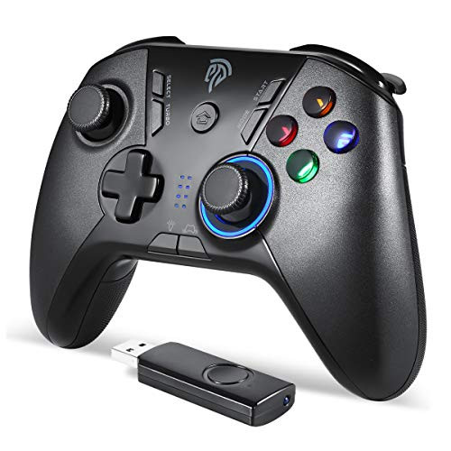 Wireless Gaming Controller, EasySMX PC Game Controller Joystick with Dual-Vibration Turbo and Trigger Buttons for Windows/Android/ PS3/ TV Box (Black Grey)