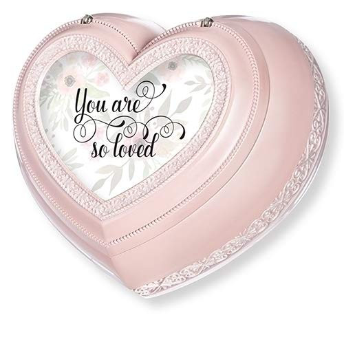 Roman Music Box Your so Loved Pink Heart Box Encouragement - Plays Unchained Melody