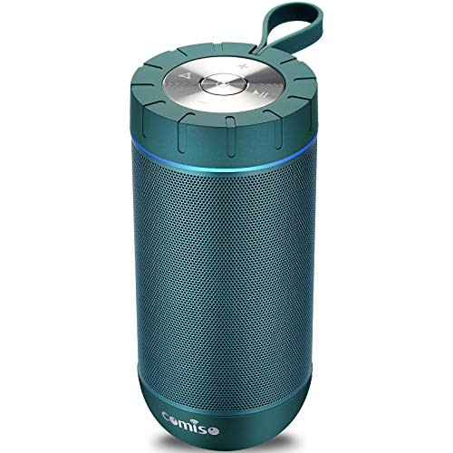COMISO Waterproof Bluetooth Speakers Outdoor Wireless Portable Speaker with 20 Hours Playtime Superior Sound for Camping, Beach, Sports, Pool Party, Shower (Malachite Green)