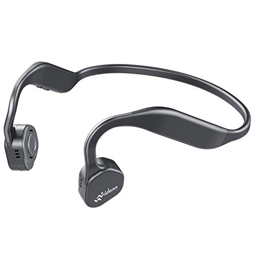 Bone Conduction Headphones Bluetooth 5.0 Vidonn F1 Titanium Open Ear Wireless Sports Headset Stereo Sweatproof with Mic for Running (Grey)