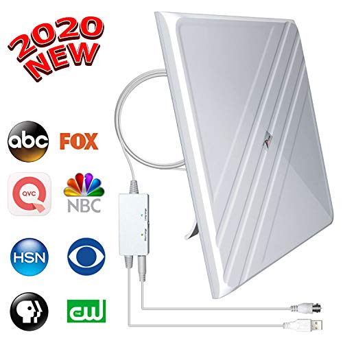 [2020 Upgraded] Amplified HD Digital TV Antenna - Best 120 Miles Range Indoor Antenna TV Digital HD Amplifier Signal Booster, Support All TV's 4K/VHF/UHF/1080P Free Local Channels, 16.4Ft Coax Cable