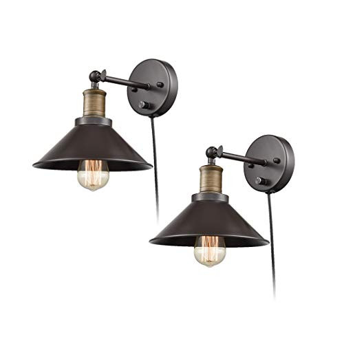 CLAXY Industrial Swing Arm Wall Sconce Simplicity 1 Light Wall Lamp-2 Pack