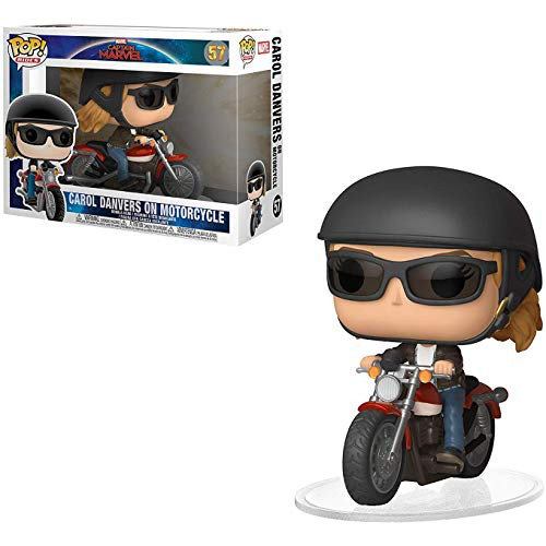 Carol Danvers on Motorcycle: Captain Marvel x POP! Rides Vinyl Figure + 1 Official Marvel Trading Card Bundle [#057 / 36418]